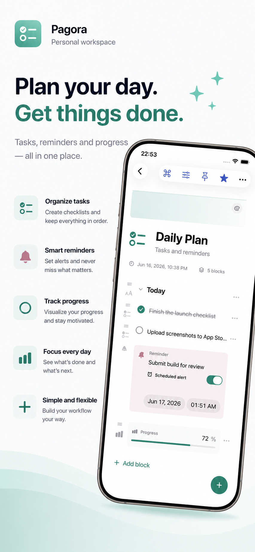 Pagora daily plan screen